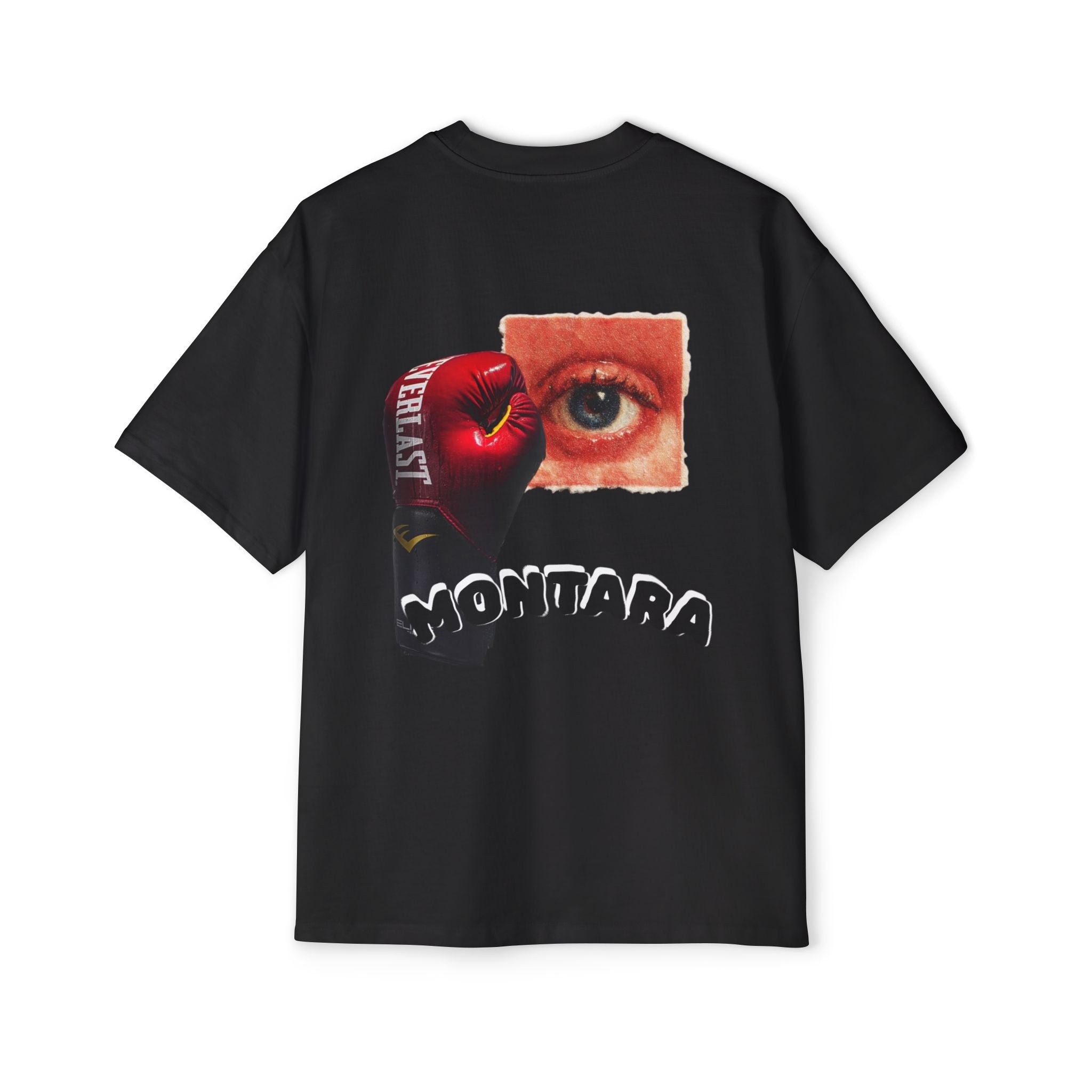 black t-shirt with graphic design