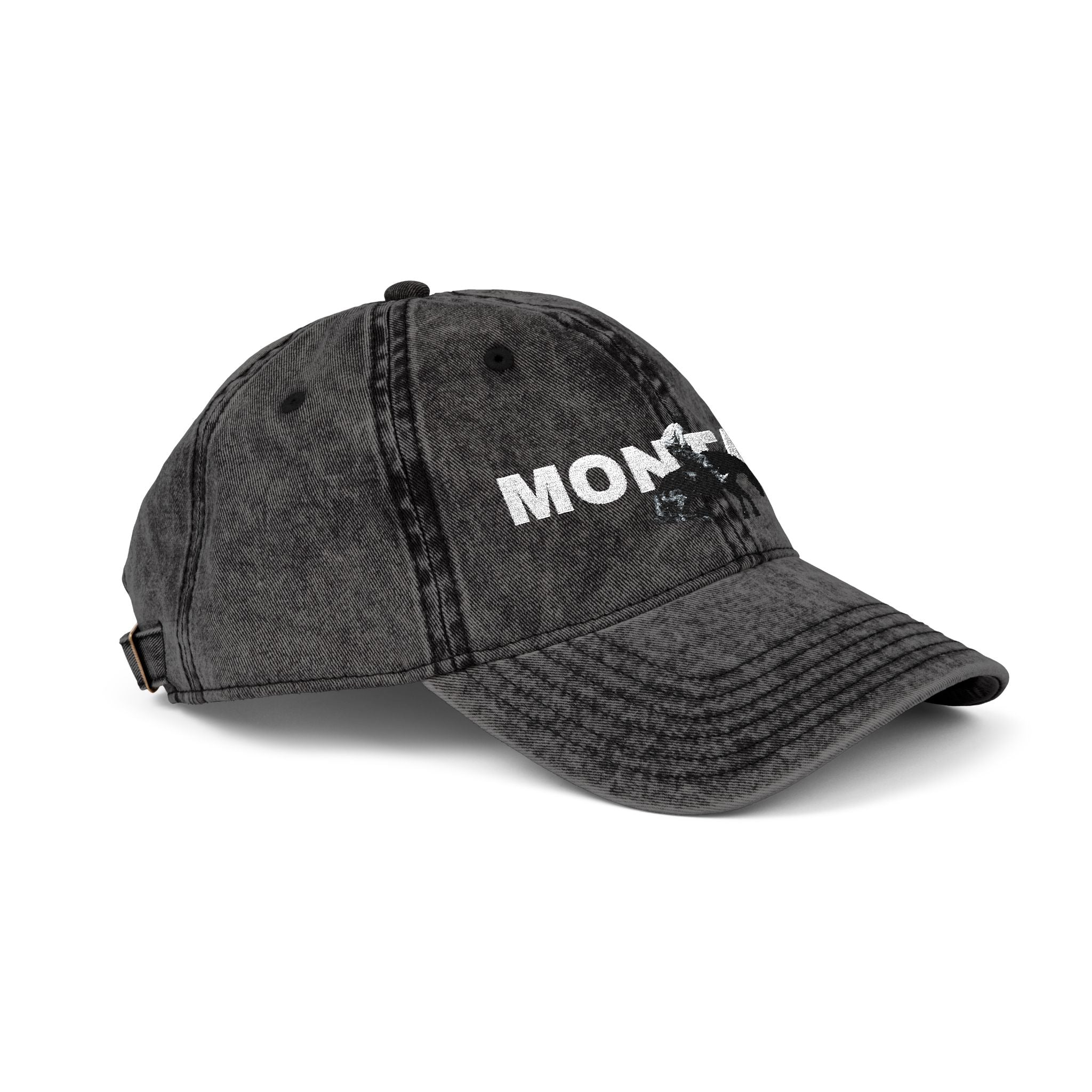 Black denim cap with 'Montana' logo 